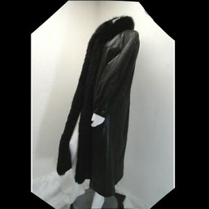 Vintage Rallee Real Leather & Fox Fur Swing Coat M